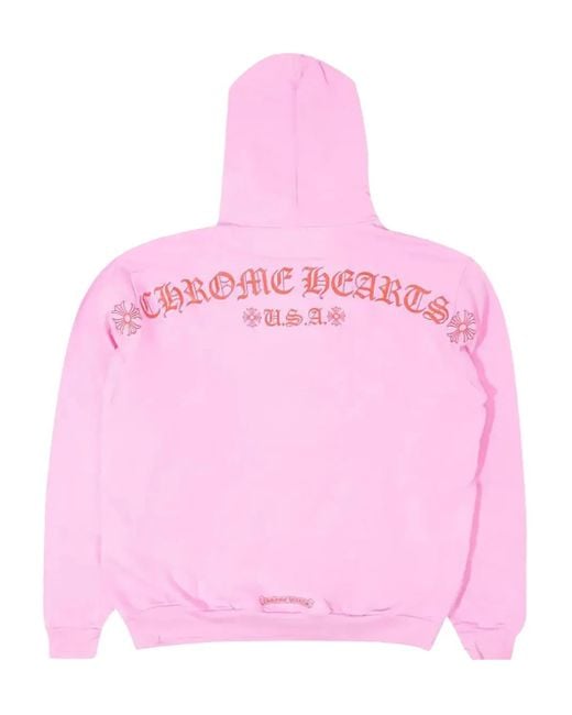 Chrome Hearts Pink Script Logo Hoodie for men