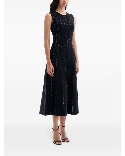 Oscar de la Renta Black Sequin-embellished Sleeveless Midi Dress
