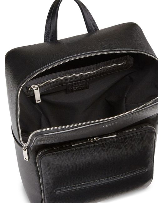 Ferragamo Black Grained Leather Backpack for men