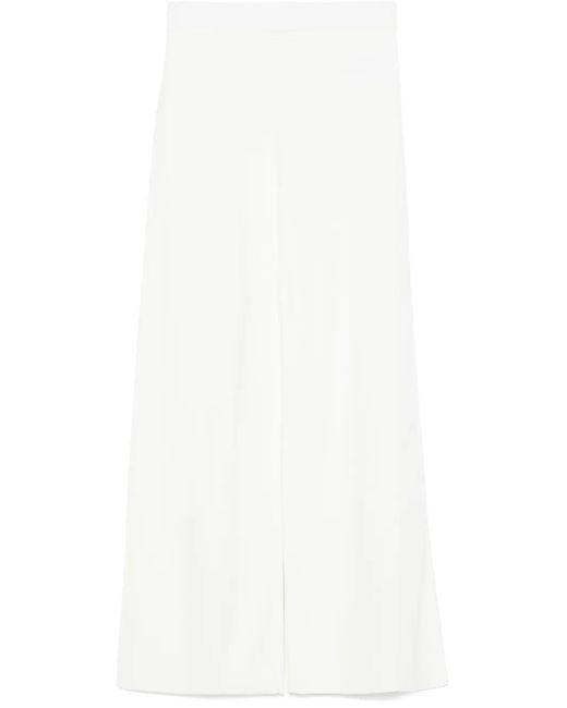 P.A.R.O.S.H. Gebreide Wijd Uitlopende Broek in het White