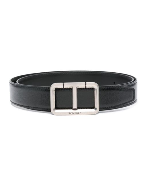 Tom Ford Black Logo-buckle Leather Belt for men