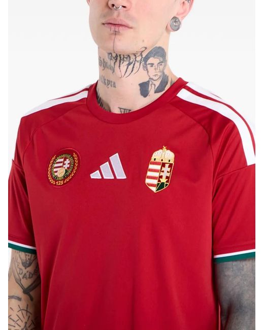 Adidas Red Hungary 26 3-Stripes T-Shirt for men