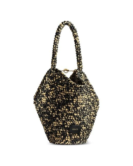 Khaite Black Lotus Logo-Patch Tote Bag