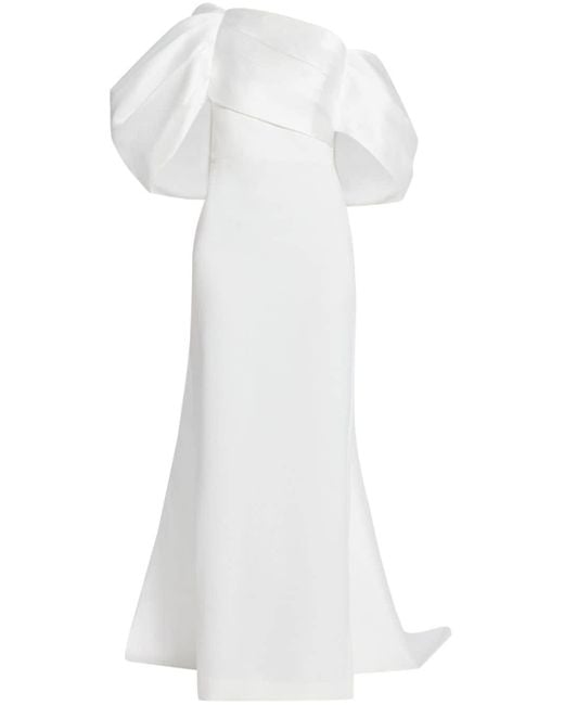 Vestido de fiesta Raye drapeado Solace London de color White
