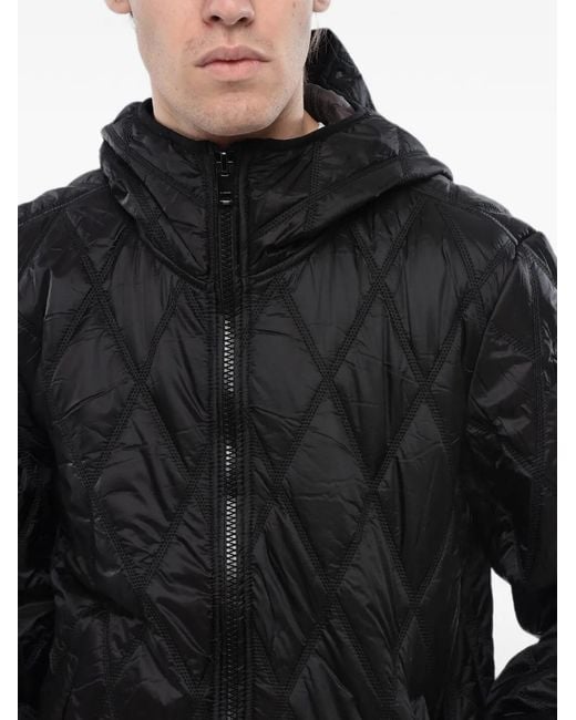 DIESEL Black Quilted Hooded Jacket for men