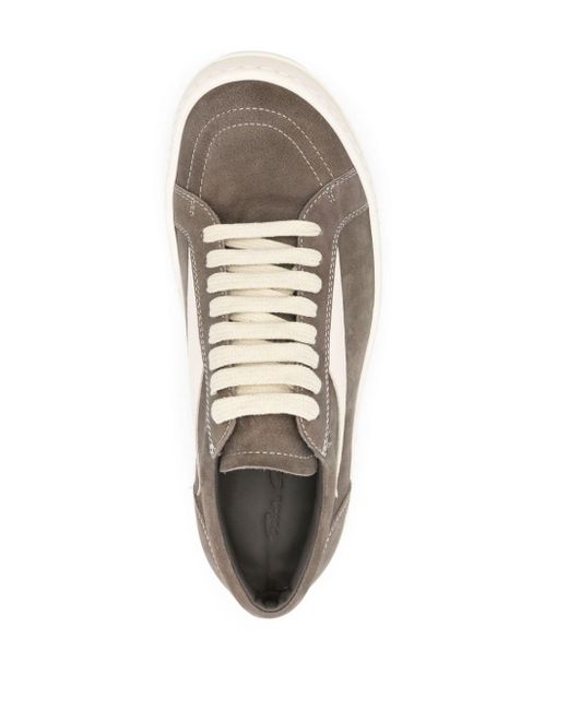 Rick Owens White Patch-detail Suede Sneakers