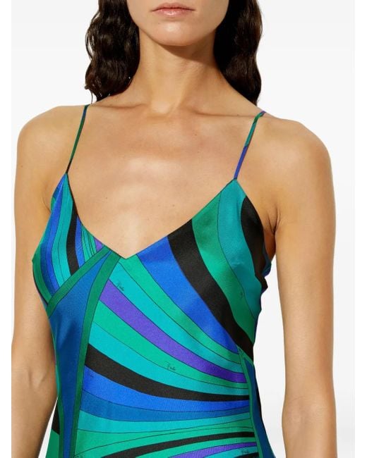 Robe-Caftan À Imprimé Graphique Emilio Pucci en coloris Green