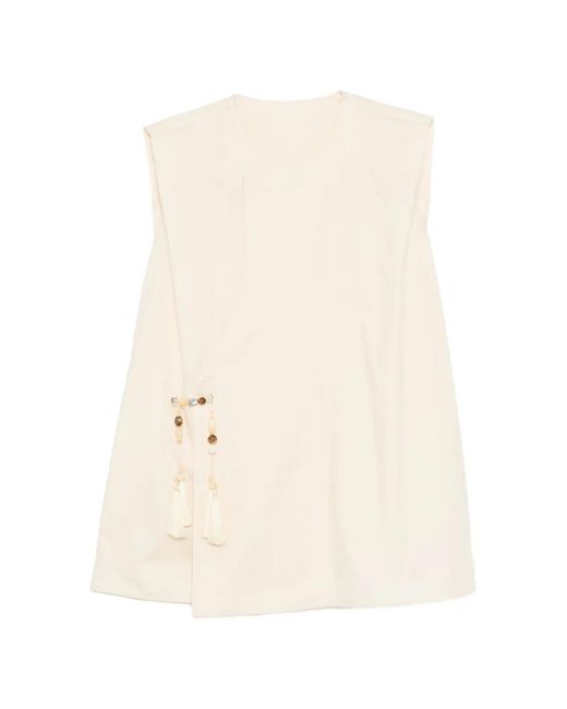 JNBY Natural Embellished-Button Sleeveless Top
