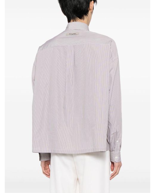 Fendi Brown Striped Cotton Shirt for men