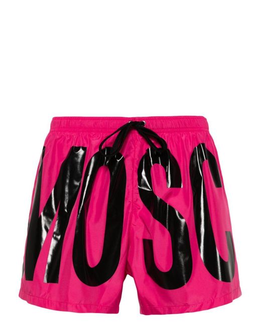 Moschino Pink Swim Shorts With Logo And Drawstring for men