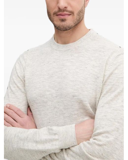 Barbour White Flaxby Crew-Neck Marl-Effect Sweater for men