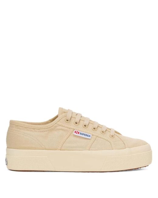 Superga Natural Platform Lace-Up Sneakers