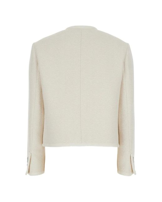 DUNST White Collarless Tweed Jacket