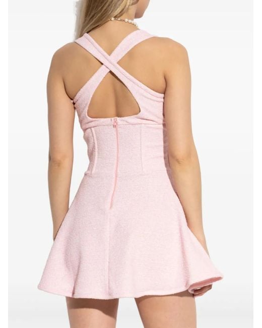 M I S B H V Pink Bow-Embellishment Mini Dress