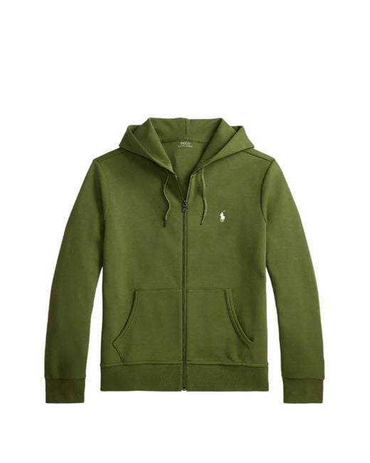 Polo Ralph Lauren Green Zip-Up Logo-Embroidered Sweater for men