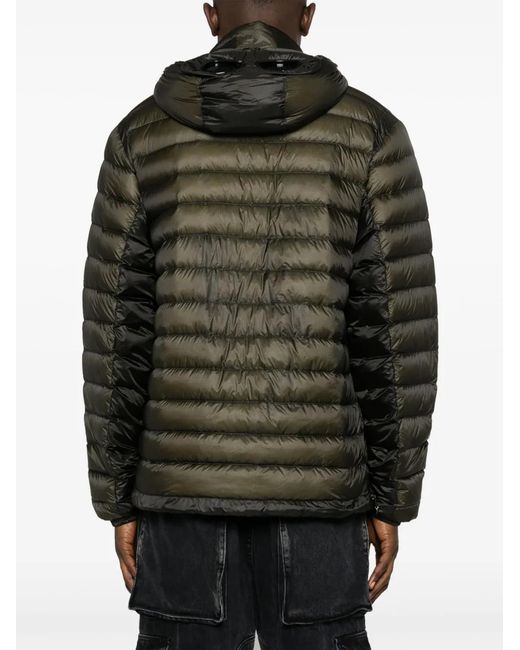 C P Company Green Branded-Zip Puller Padded Jacket for men