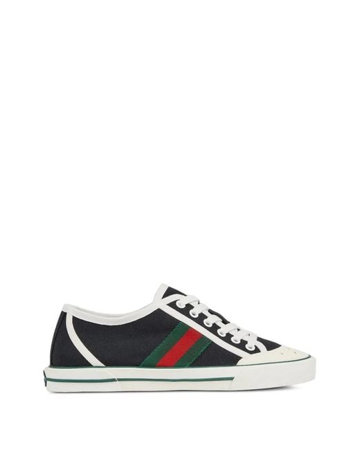 Gucci White 1977 Web-Stripe Canvas Sneakers