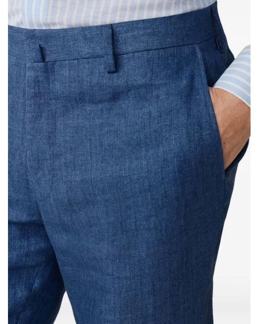 Hackett Blue Delavé-Weave Linen Trousers for men