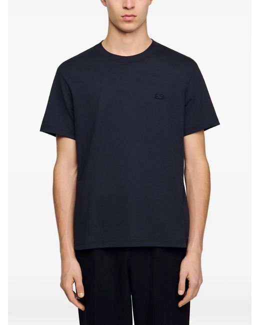 Sandro Blue T-Shirt With Double S Patch for men