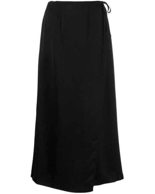 Calvin Klein Black Drawstring-waist Wrap Skirt
