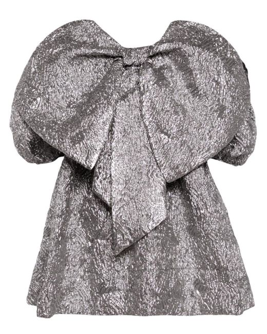 Robe courte Short Double Bow Smock Simone Rocha en coloris Gray