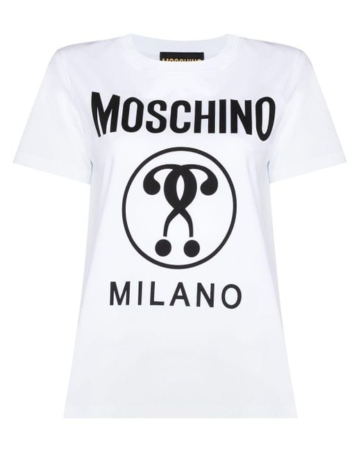 Moschino Mosc Top Tee Cn Ss Logo Milano Frnt Rlxd in White - Lyst