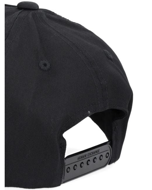 ARMANI EXCHANGE Black Logo-Patch Baseball Cap for men