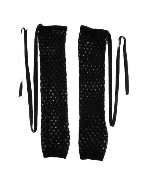Ann Demeulemeester Black Tella Ajoure-Knit Leg Warmers