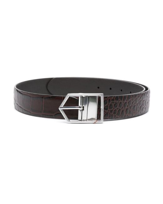 Canali Black Reversible Leather Belt for men