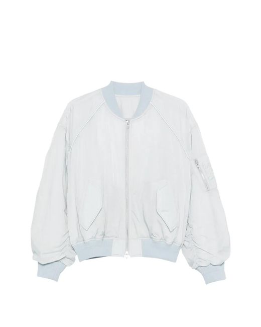 Juun.J White Zip Bomber Jacket