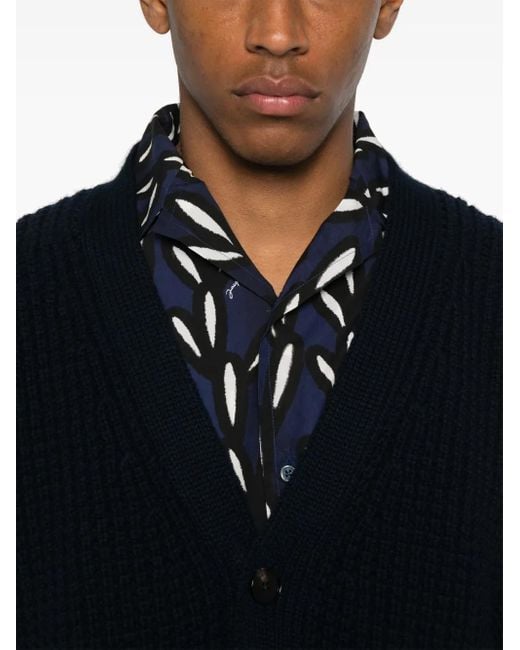 Jil Sander Blue V-Neck Cardigan for men