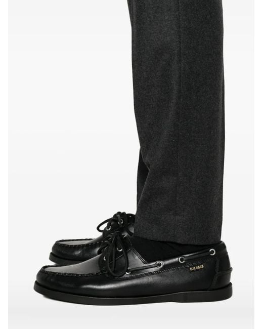 Incotex Black Pleated Virgin Wool Trousers for men