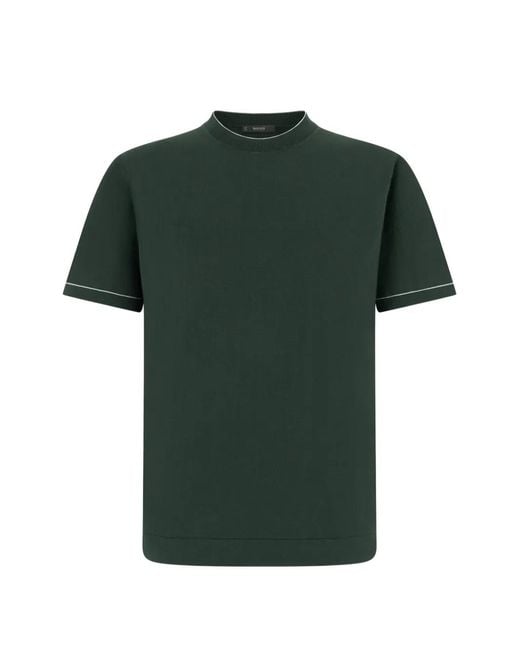 Boggi Green Contrast-Detail Crepe-Knit T-Shirt for men