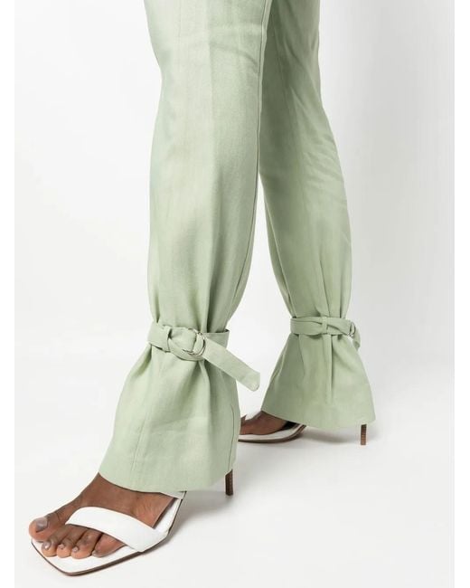 Patrizia Pepe Green Twill Buckled-Ankle Trousers