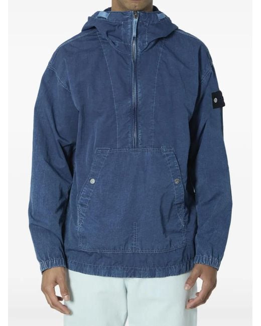 Stone Island Blue Hollow Marbled-Effect Jacket for men