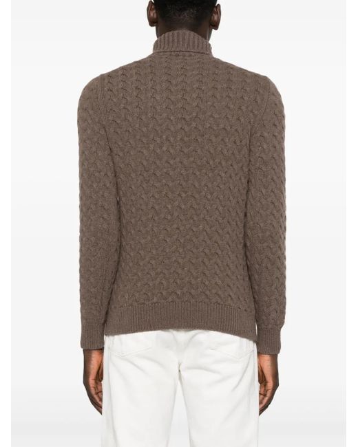 Fedeli Grob Gestrickter Rollkragenpullover in Brown für Herren