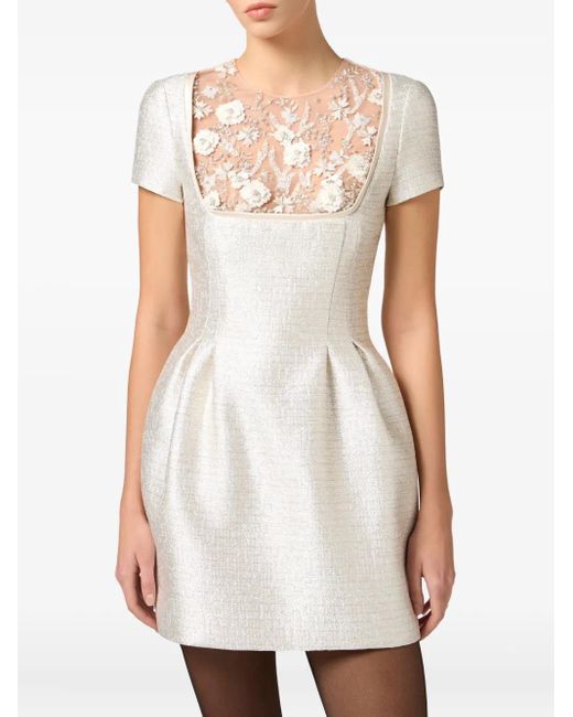 Elisabetta Franchi Natural Minikleid Mit Blumenperlen