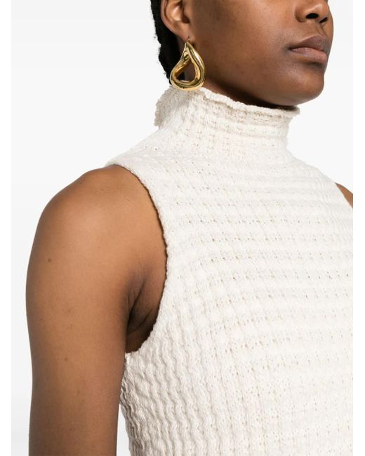 Jil Sander White High-Neck Knitted Top