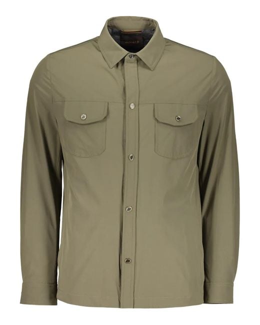 Moorer Green Classic Collar Pocketed Shirt Jacket for men