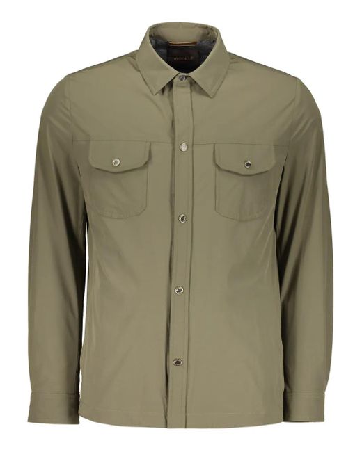 Moorer Green Classic Collar Pocketed Shirt Jacket for men