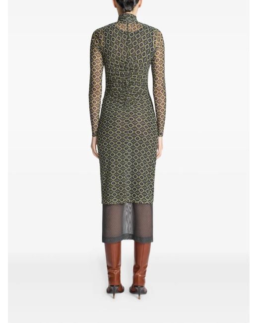 Dries Van Noten Jurk Met Col En Print in het Green