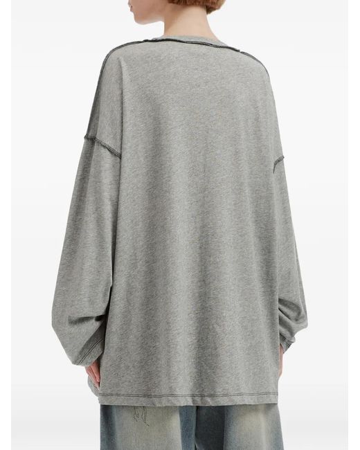 Mini Cream Gray Graphic-Print Long-Sleeved T-Shirt