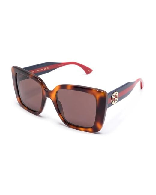 Gucci Brown Oversize-Frame Sunglasses