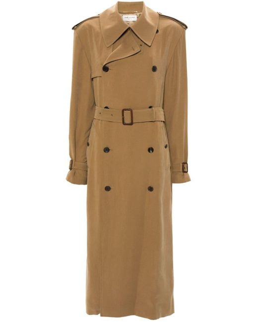 Saint Laurent Natural Double-Breasted Trench Coat