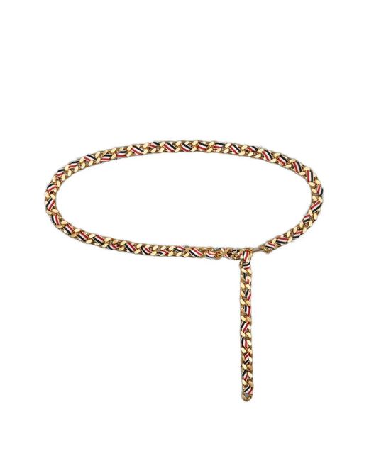Thom Browne Metallic Rwb Grosgrain Chain Belt
