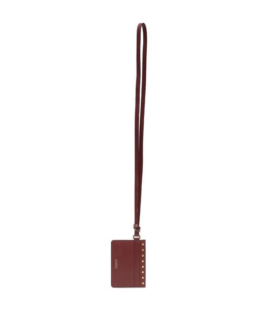Isabel Marant Brown Studded Leather Logo Cardholder