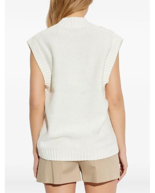 Munthe White Baburi V-Neck Knitted Vest