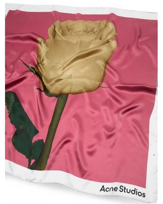 Acne Pink Square Silk Scarf