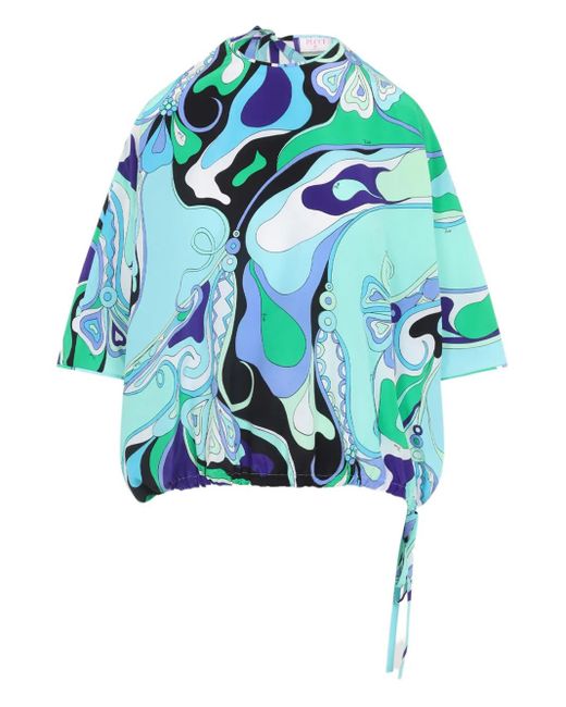 Emilio Pucci Blue 'Orchidee' Blouse