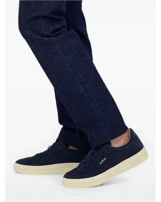 GHOUD VENICE Blue Logo-Embroidered Suede Sneakers for men